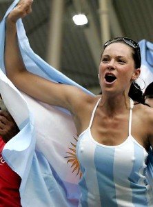 Rozrušená fanynka Argentinské reprezentace